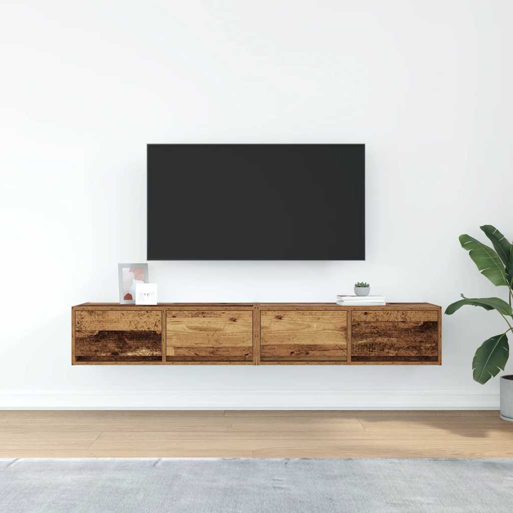 vidaXL Tv-meubels 2 st 80x31x25,5 cm bewerkt hout oud houtkleurig