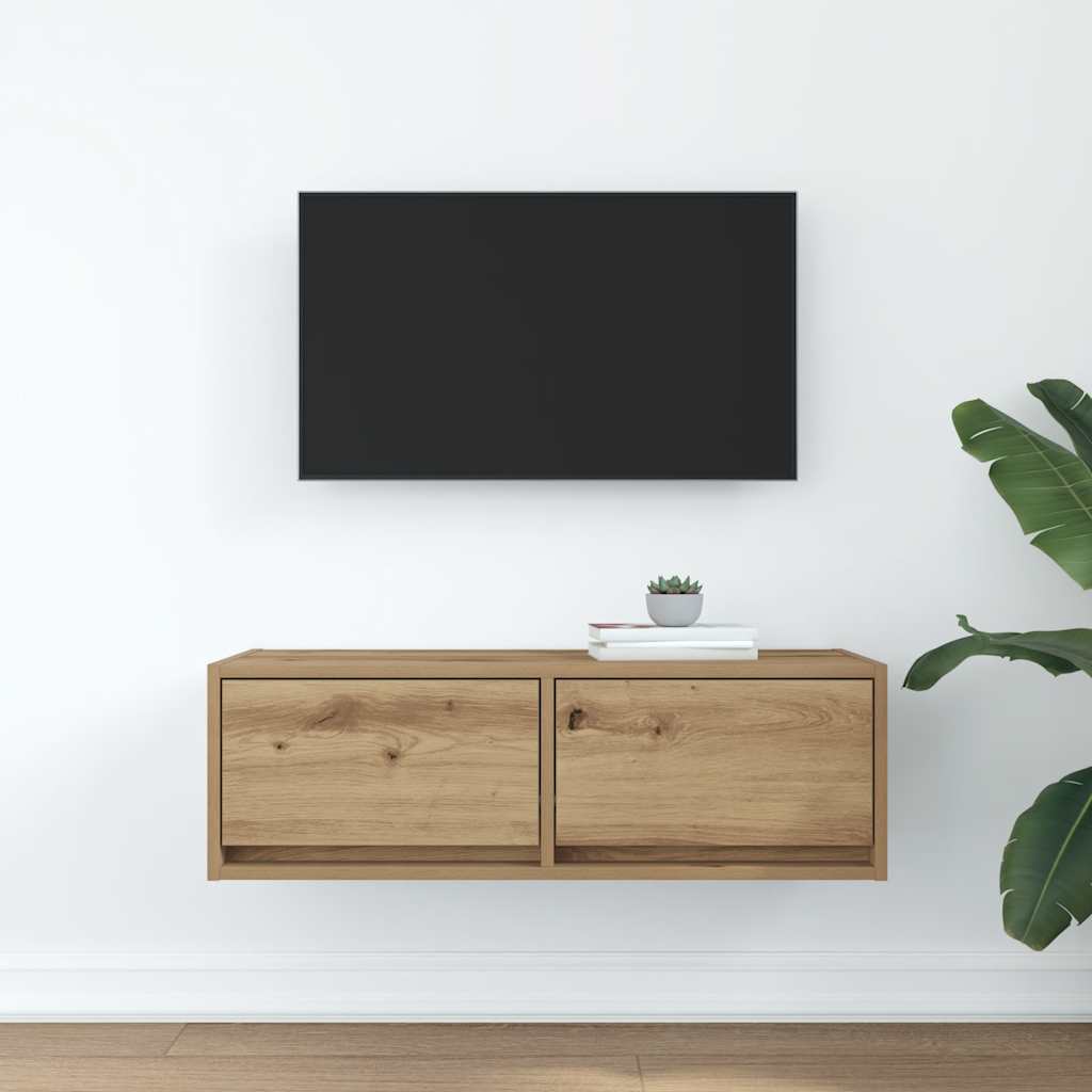 vidaXL Tv-meubel 80x31x25,5 cm bewerkt hout artisanaal eikenkleur