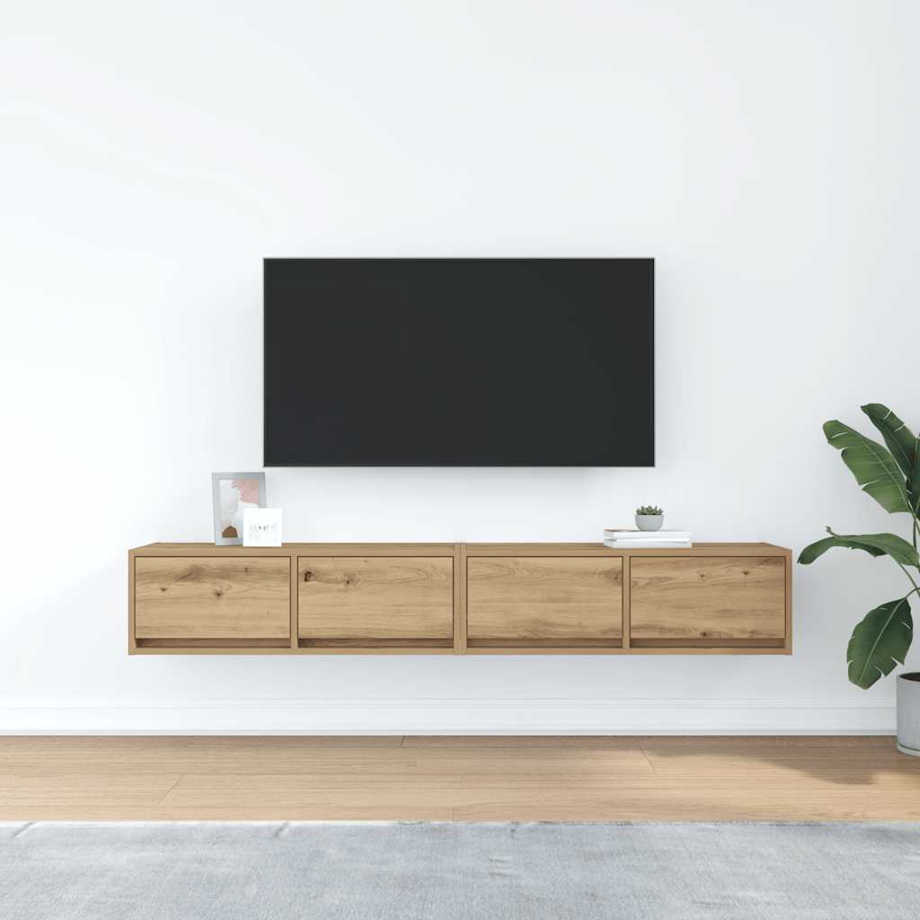 vidaXL Tv-meubelen 2 st 80x31x25,5 cm bewerkt hout artisanaal eiken