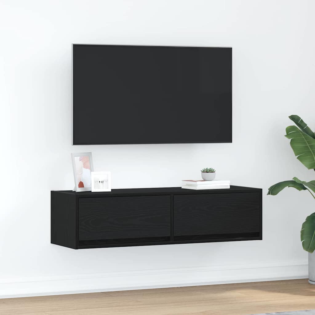 TV-Schrank Schwarz Eiche 100x31x25,5 cm Holzwerkstoff
