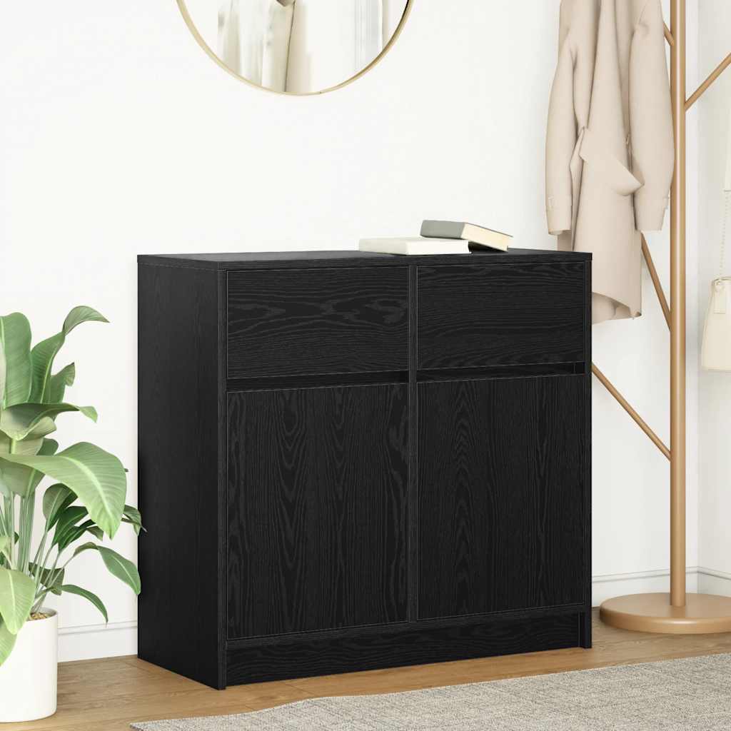 vidaXL Sideboard mit Schublade Schwarz Eichen-Optik 80x34x76 cm