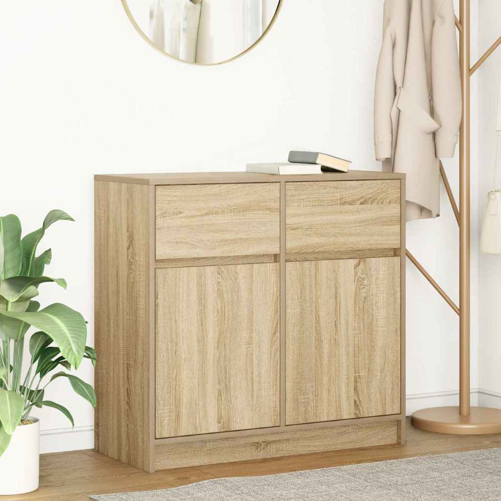 vidaXL Sideboard mit Schublade Sonoma-Eiche 80x34x76 cm Holzwerkstoff