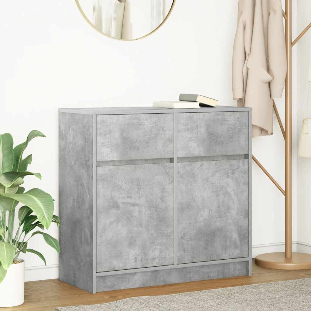 vidaXL Sideboard mit Schublade Betongrau 80x34x76 cm Holzwerkstoff