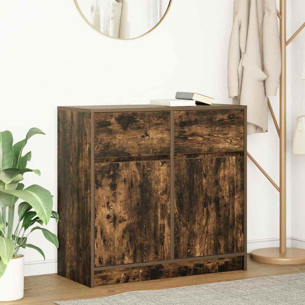 vidaXL Sideboard mit Schublade Räuchereiche 80x34x76 cm Holzwerkstoff