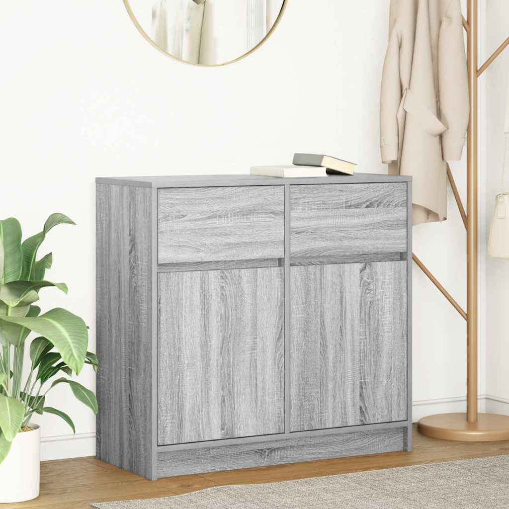 vidaXL Sideboard mit Schublade Grau Sonoma 80x34x76 cm Holzwerkstoff