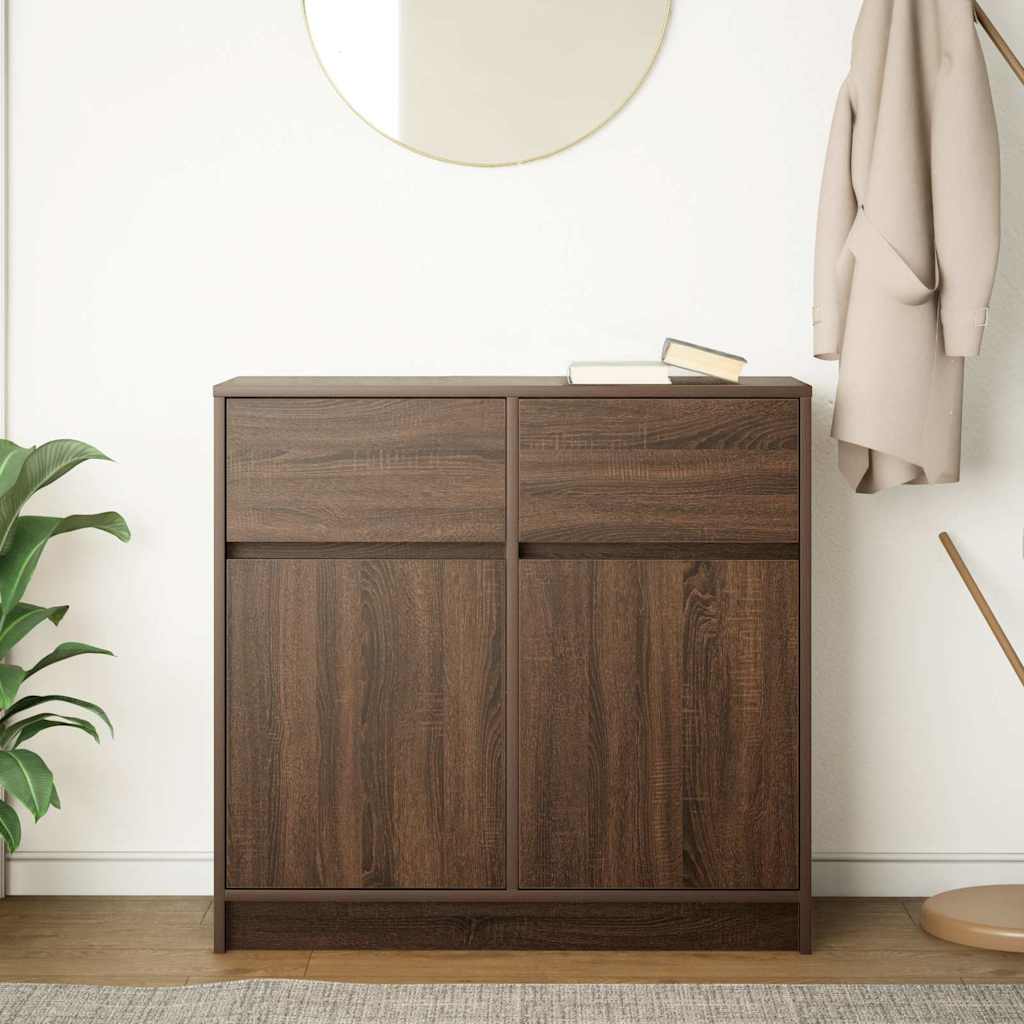 vidaXL Dressoir met lade 80x34x76 cm spaanplaat bruin eikenkleurig