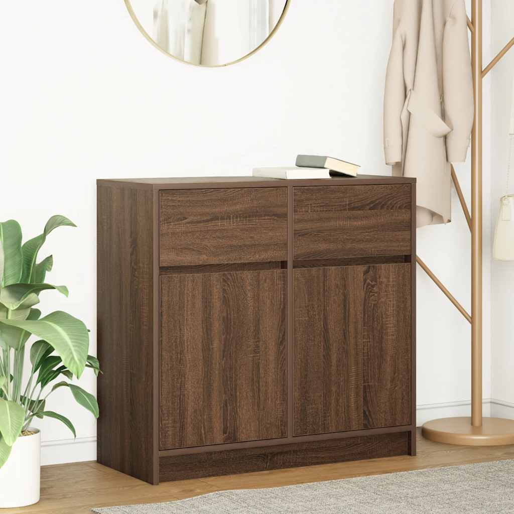 vidaXL Sideboard mit Schublade Braun Eichen-Optik 80x34x76 cm