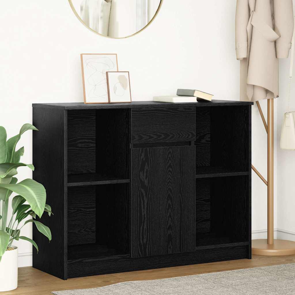 vidaXL Sideboard mit Schublade Schwarz Eichen-Optik 101x35x76 cm