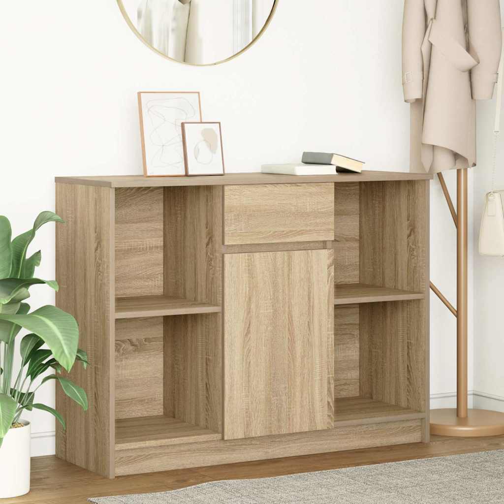 vidaXL Sideboard mit Schublade Sonoma-Eiche 101x35x76 cm Holzwerkstoff