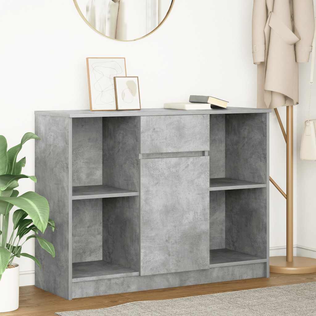 vidaXL Sideboard mit Schublade Betongrau 101x35x76 cm Holzwerkstoff