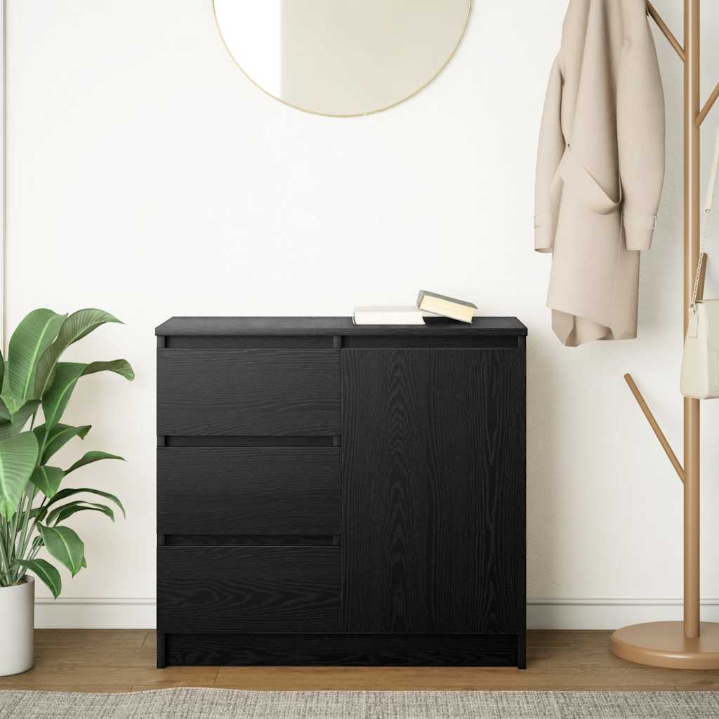 vidaXL Senkki laatikolla musta tammi 71x35x65 cm tekninen puu