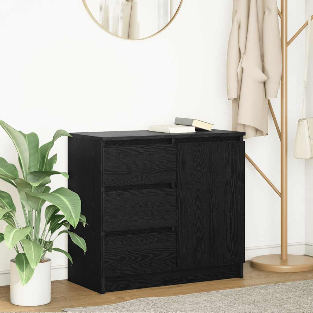 vidaXL Sideboard mit Schublade Schwarz Eichen-Optik 71x35x65 cm