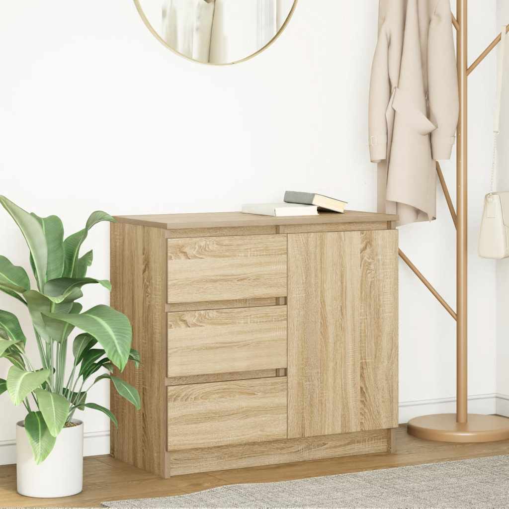 vidaXL Sideboard mit Schublade Sonoma-Eiche 71x35x65 cm Holzwerkstoff