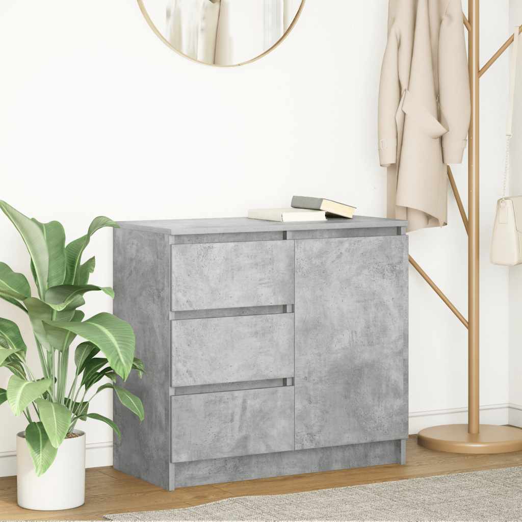 vidaXL Sideboard mit Schublade Betongrau 71x35x65 cm Holzwerkstoff