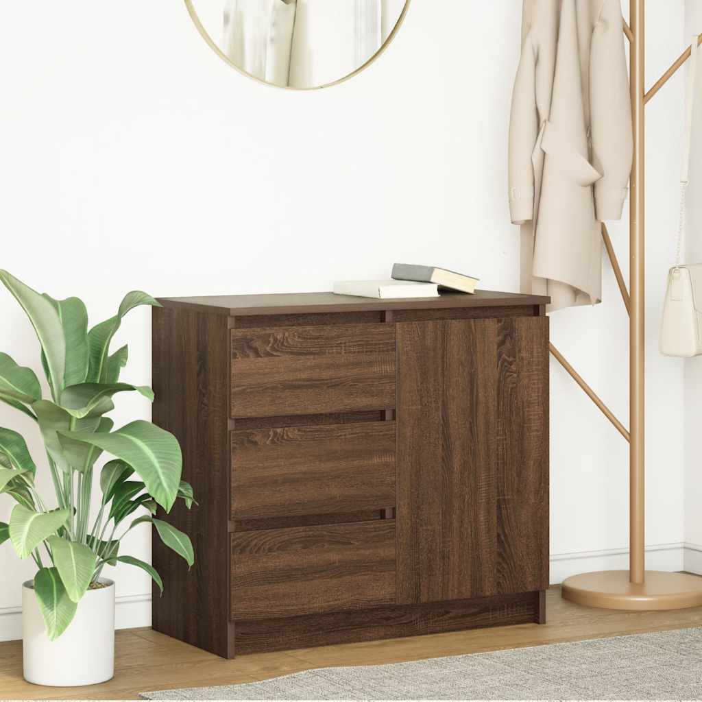 vidaXL Sideboard mit Schublade Braun Eichen-Optik 71x35x65 cm