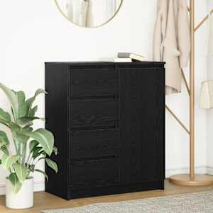 Komoda s predali črna hrast 71x35x84 cm inženirski les