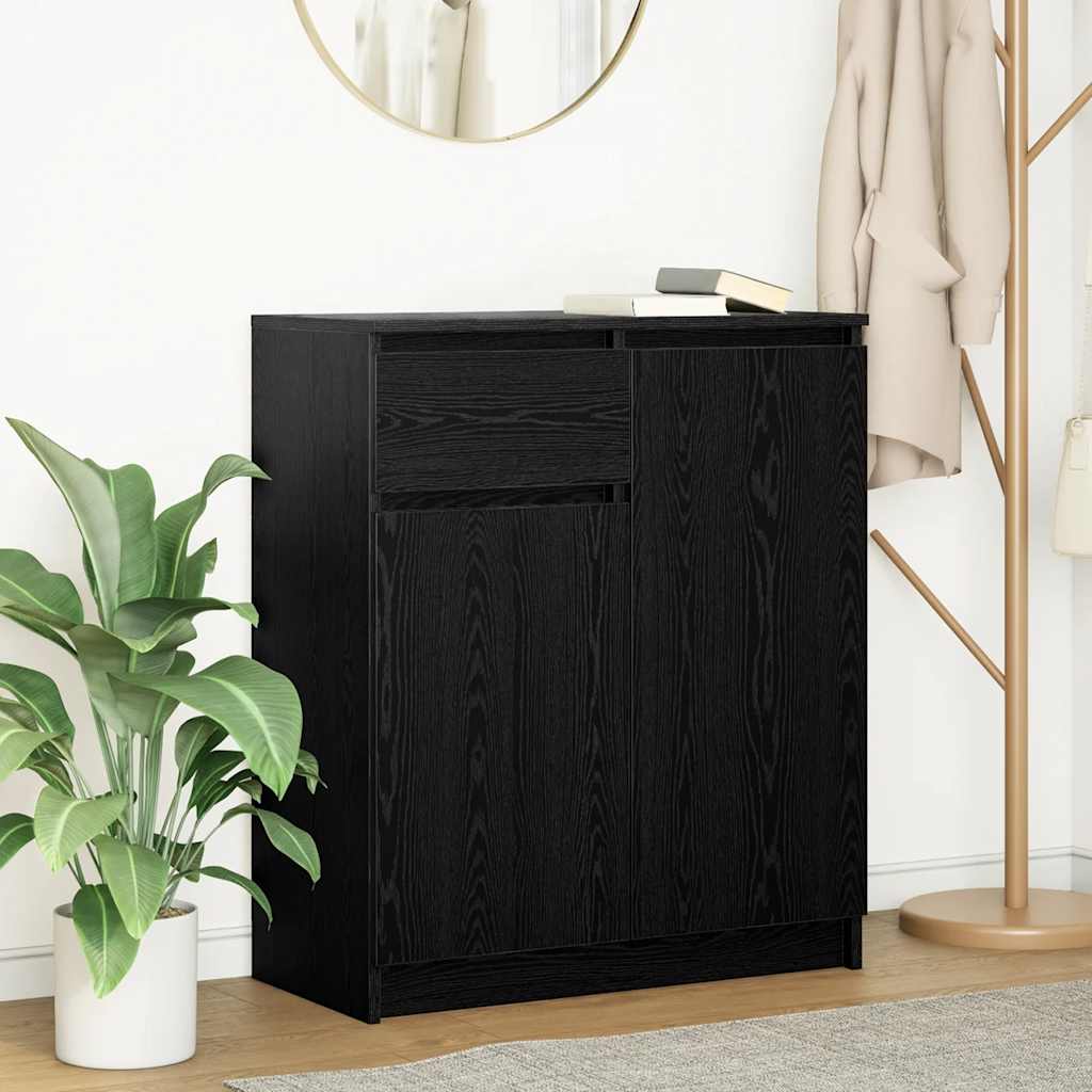 vidaXL Sideboard mit Schublade Schwarz Eichen-Optik 71x35x84 cm