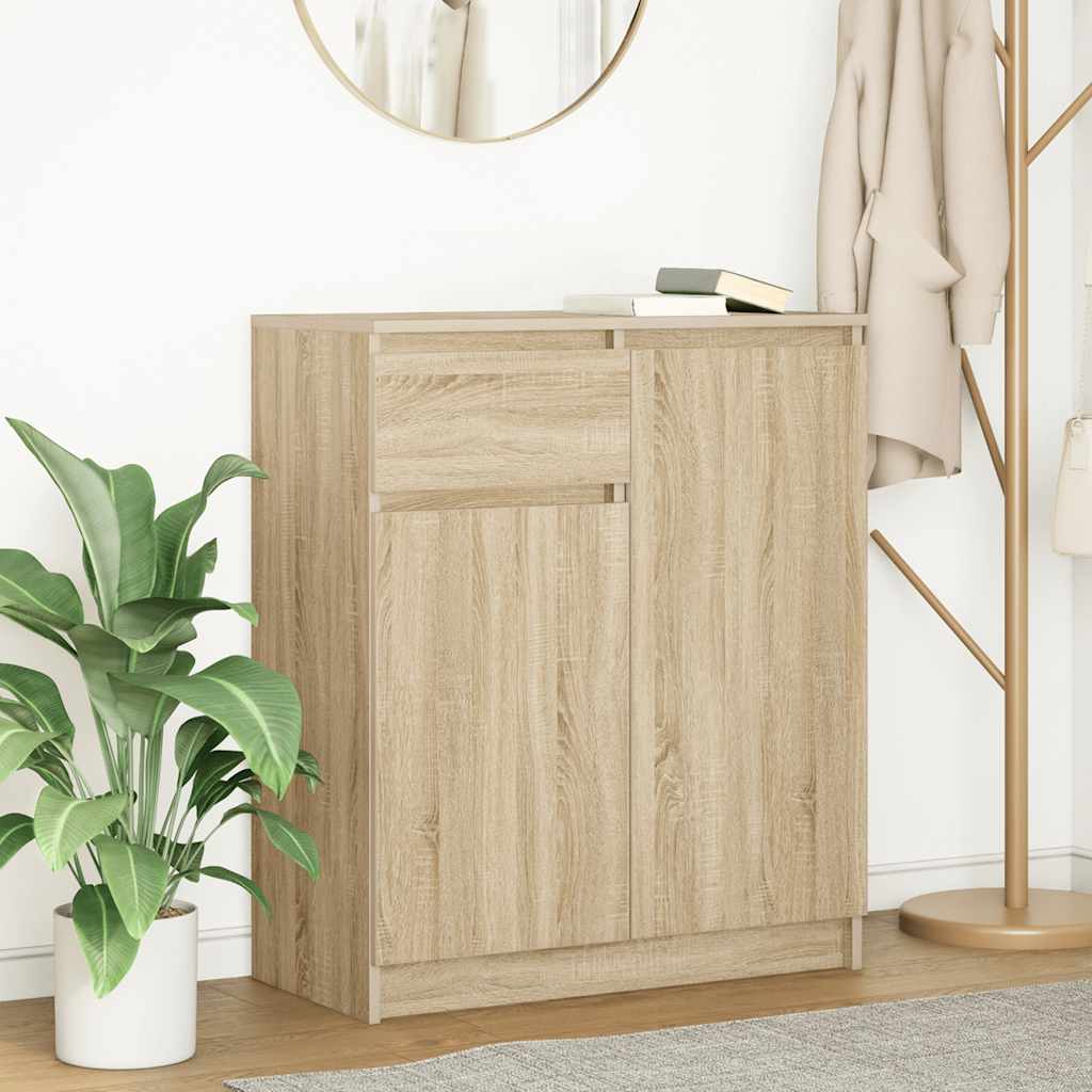 vidaXL Sideboard mit Schublade Sonoma-Eiche 71x35x84 cm Holzwerkstoff