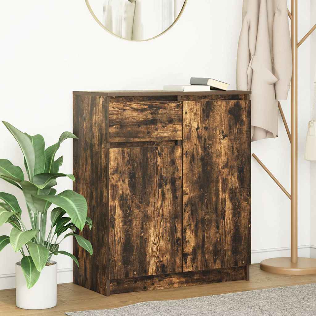 vidaXL Sideboard mit Schublade Räuchereiche 71x35x84 cm Holzwerkstoff