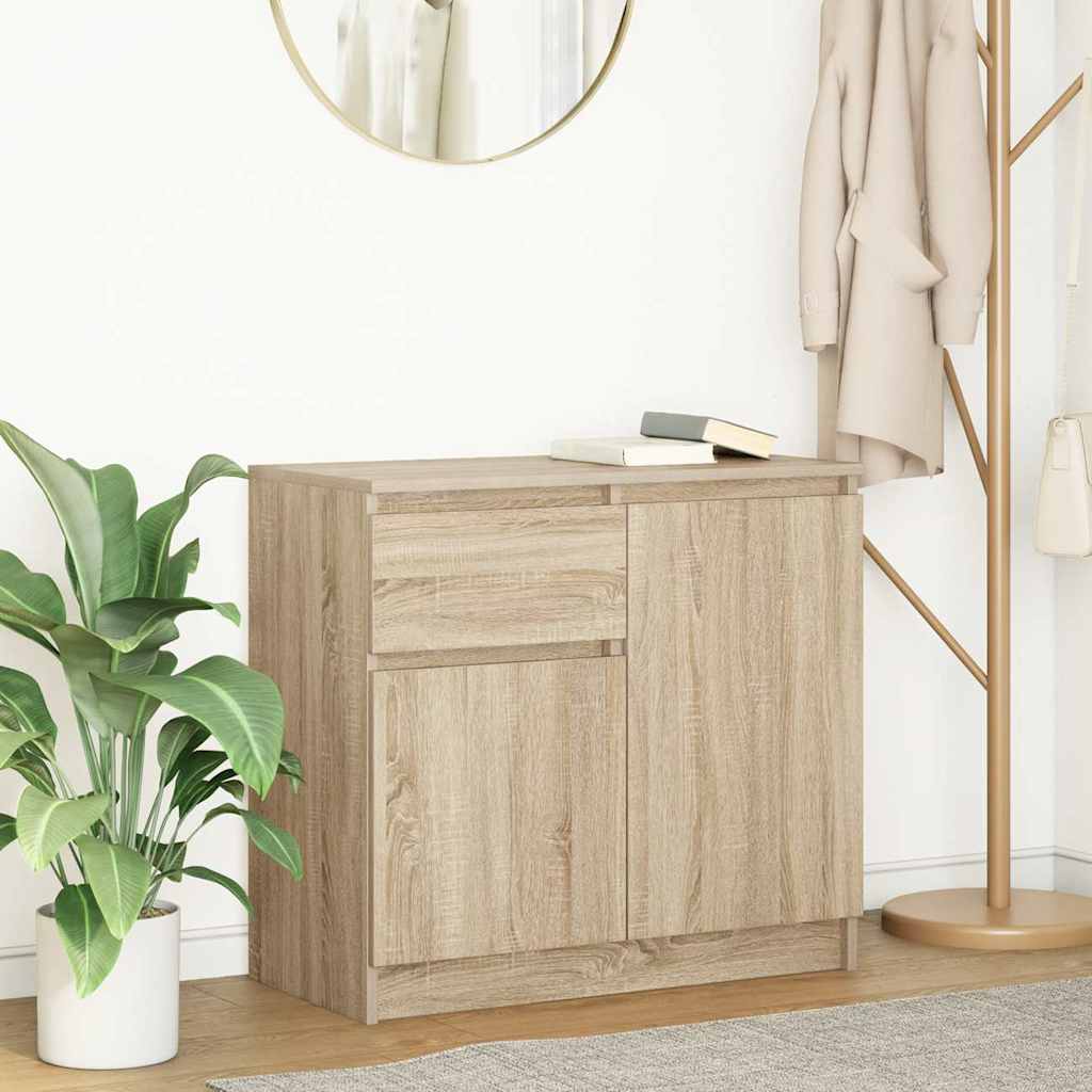 vidaXL Sideboard mit Schublade Sonoma-Eiche 71x35x65 cm Holzwerkstoff