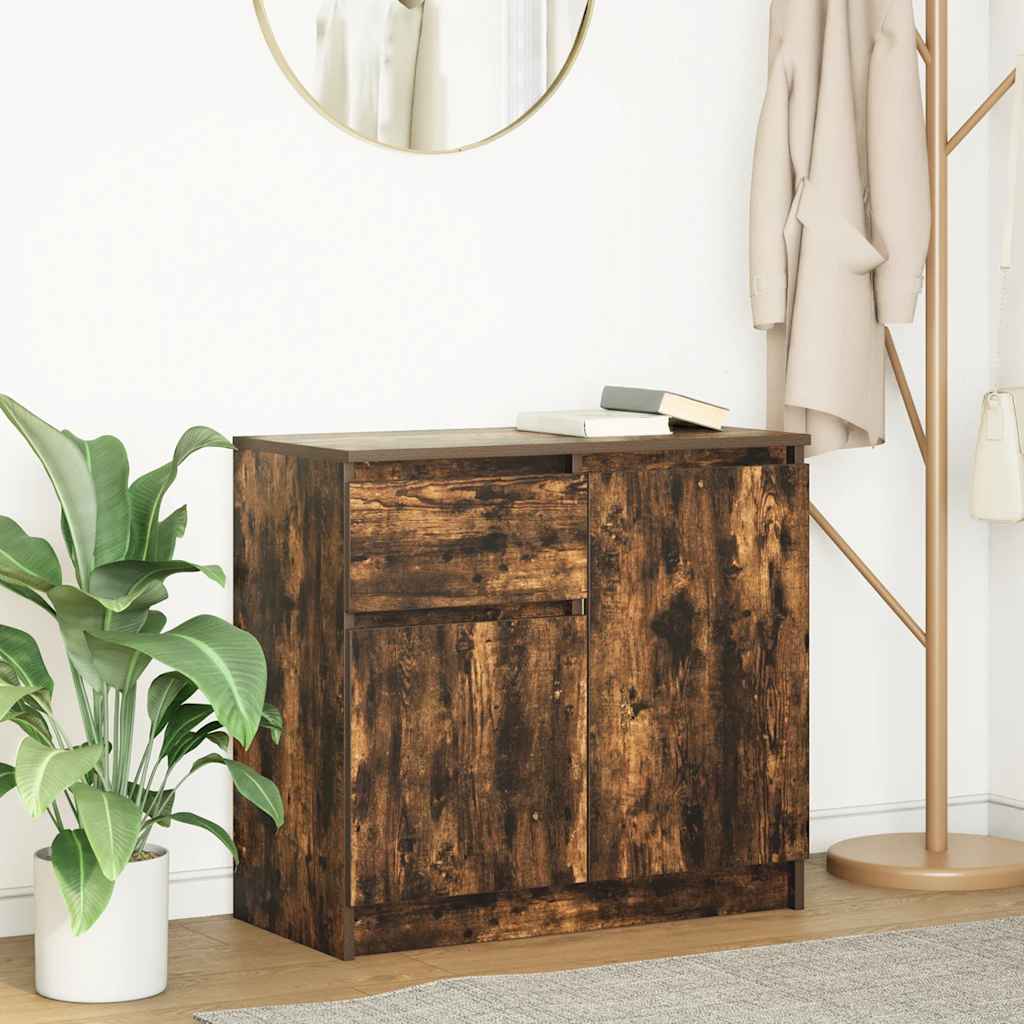 vidaXL Sideboard mit Schublade Räuchereiche 71x35x65 cm Holzwerkstoff