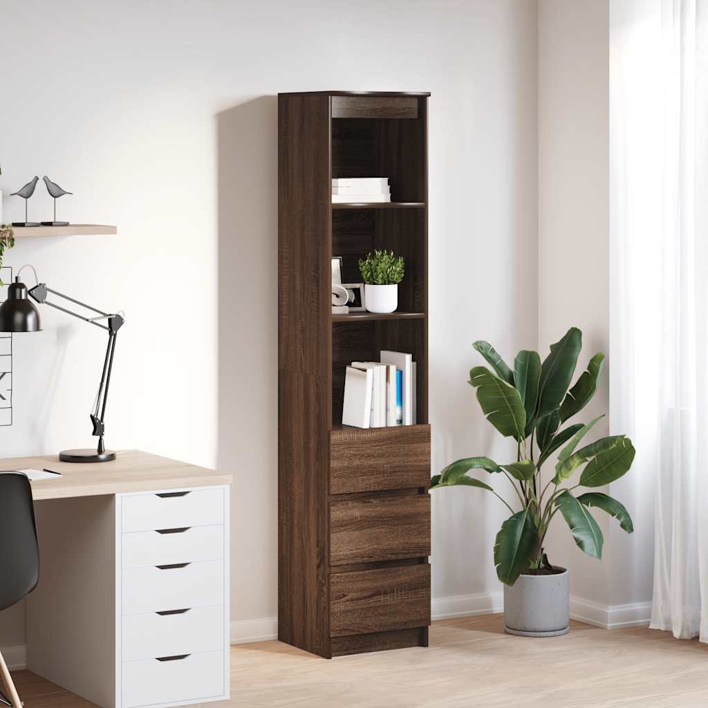 vidaXL Highboard Braun Eichen-Optik 37,5x35x180 cm Holzwerkstoff