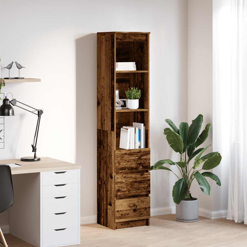 vidaXL Highboard Altholz-Optik 37,5x35x180 cm Holzwerkstoff