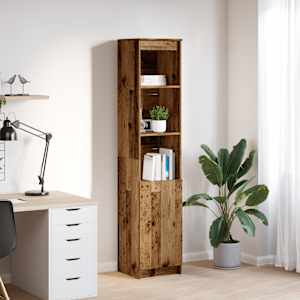 Visoka omara starinski les 37,5x35x180 cm inženirski les