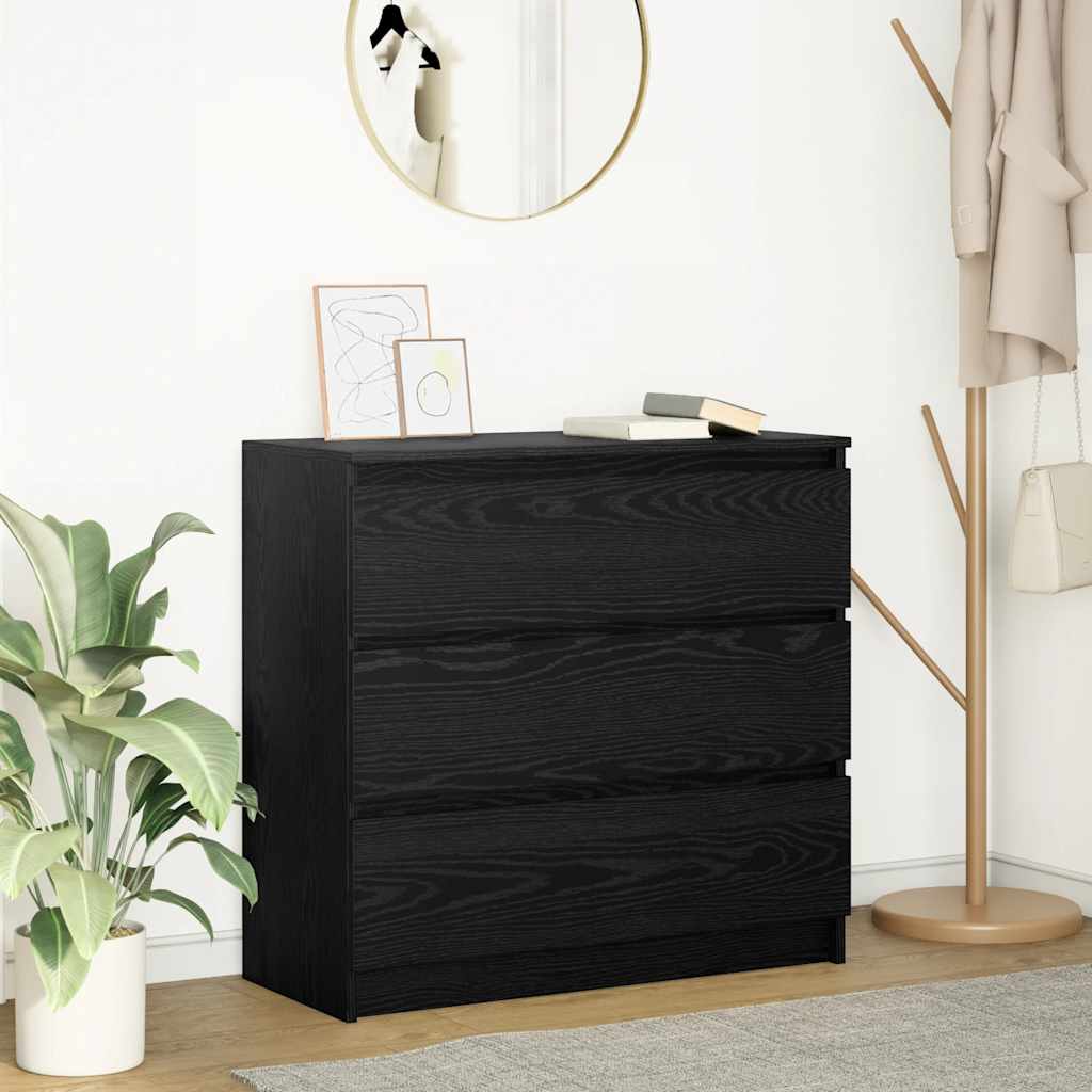 vidaXL Sideboard Schwarz Eichen-Optik 80x35x76 cm Holzwerkstoff