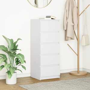 Komoda s predali bela 37,5x35x99 cm inženirski les