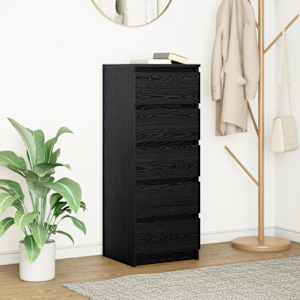 Komoda s predali črna hrast 37,5x35x99 cm inženirski les