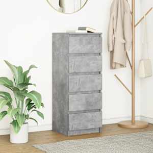 Komoda s predali betonsko siva 37,5x35x99 cm inženirski les