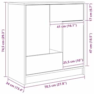 Příborník se zásuvkami a dvířky Dub černý 70,5x34x74,5 cm - obrázek 13