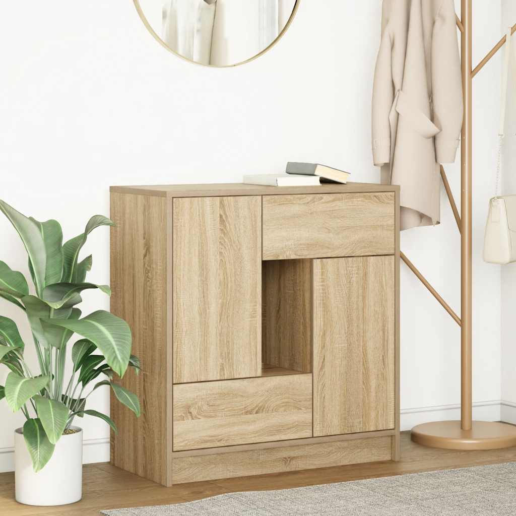 vidaXL Sideboard mit Schubladen und Türen Sonoma-Eiche 70,5x34x74,5 cm