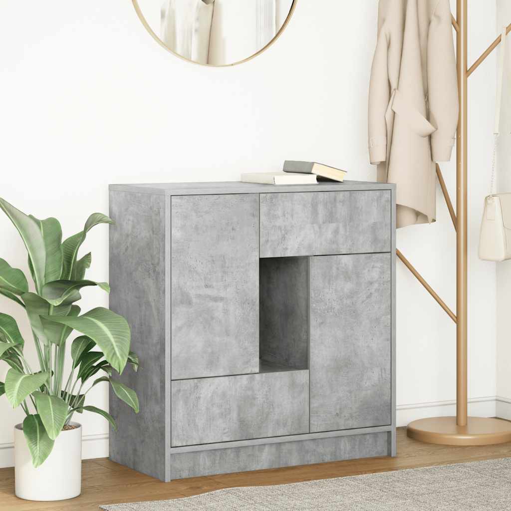 vidaXL Sideboard mit Schubladen und Türen Betongrau 70,5x34x74,5 cm