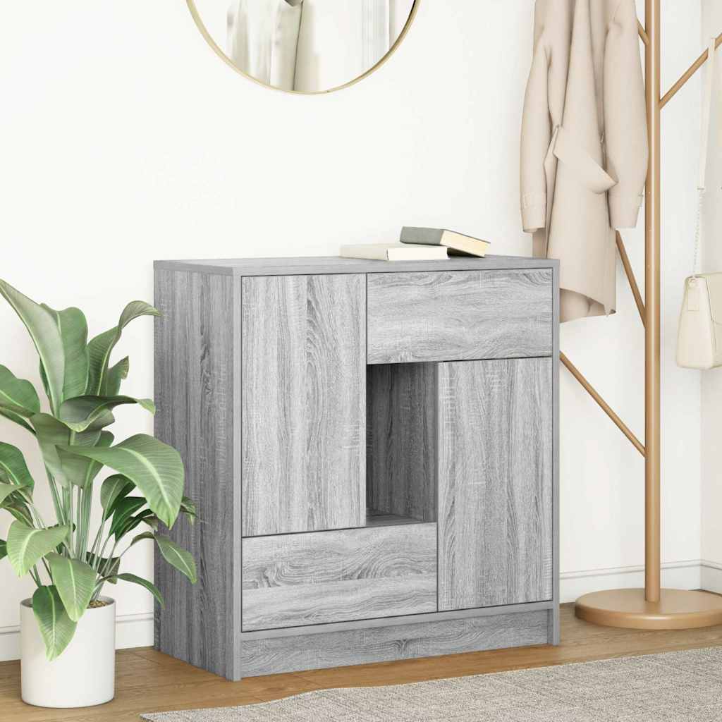 vidaXL Sideboard mit Schubladen und Türen Grau Sonoma 70,5x34x74,5 cm