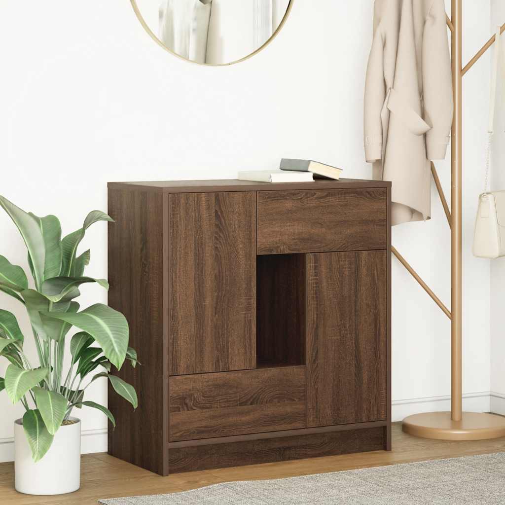 vidaXL Sideboard mit Schubladen und Türen Braun Eichen-Optik