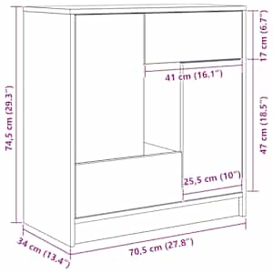 Příborník se zásuvkami a dvířky Staré dřevo 70,5x34x74,5 cm - obrázek 13