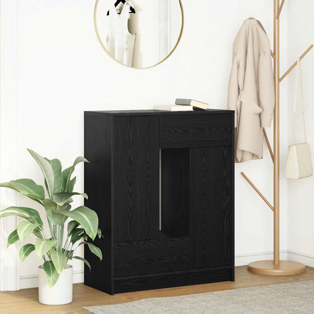 vidaXL Sideboard mit Schubladen Türen Schwarz Eichen-Optik 73x31x90 cm