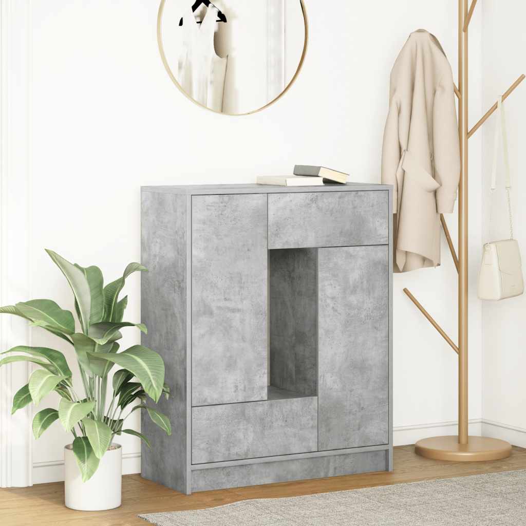 vidaXL Sideboard mit Schubladen und Türen Betongrau 73x31x90 cm