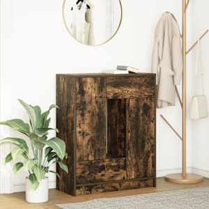 Komoda s predali in vrati, dimljeni hrast, 73x31x90 cm