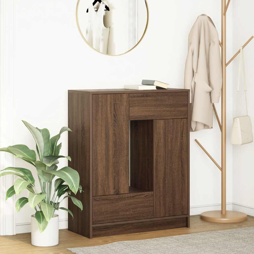 vidaXL Sideboard mit Schubladen Türen Braun Eichen-Optik 73x31x90 cm