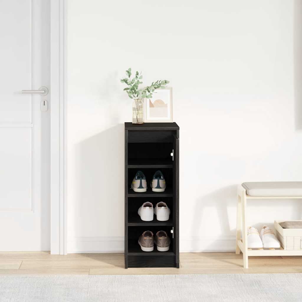 vidaXL fekete tölgy szerelt fa cipősszekrény 29,5x34x76 cm