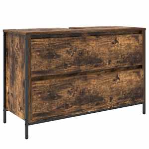 vidaXL Vannitoa valamukapp sahtlitega suitsutatud tamm 90x34,5x60 cm