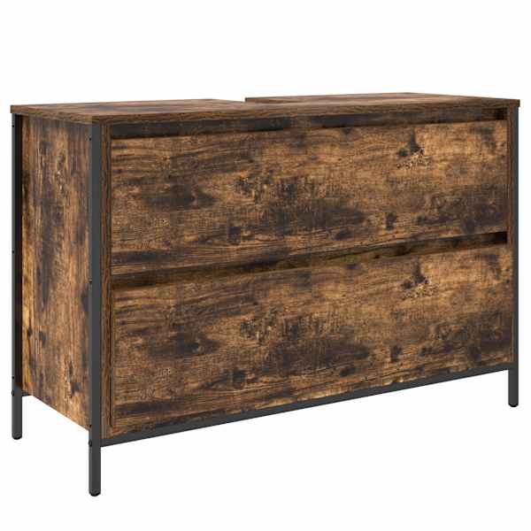 vidaXL Vannitoa valamukapp sahtlitega suitsutatud tamm 90x34,5x60 cm