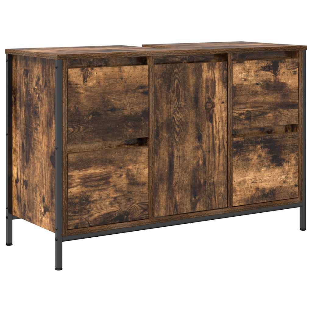 vidaXL Skříňka pod umyvadlo se zásuvkami Uzený dub 90x34,5x60 cm