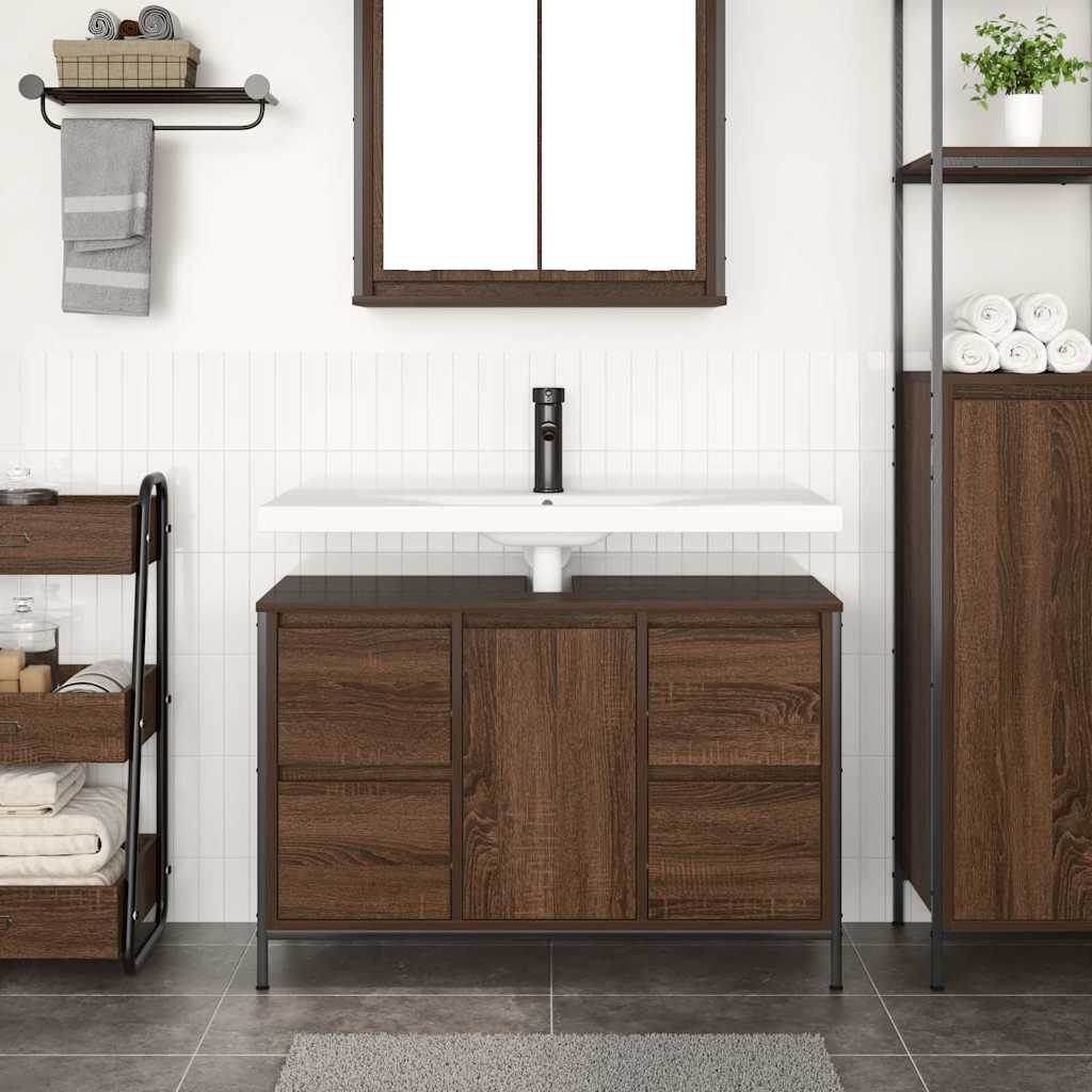 vidaXL barna tölgy mosdószekrény fiókokkal 90x34,5x60 cm