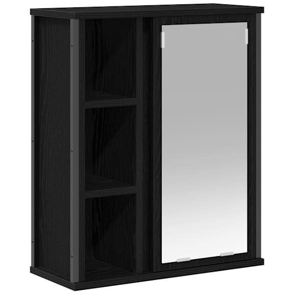 vidaXL vannitoa seinakapp peegliga must tamm 50x21x60 cm
