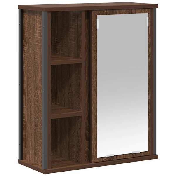 vidaXL vannitoa seinakapp peegliga pruun tamm 50x21x60 cm