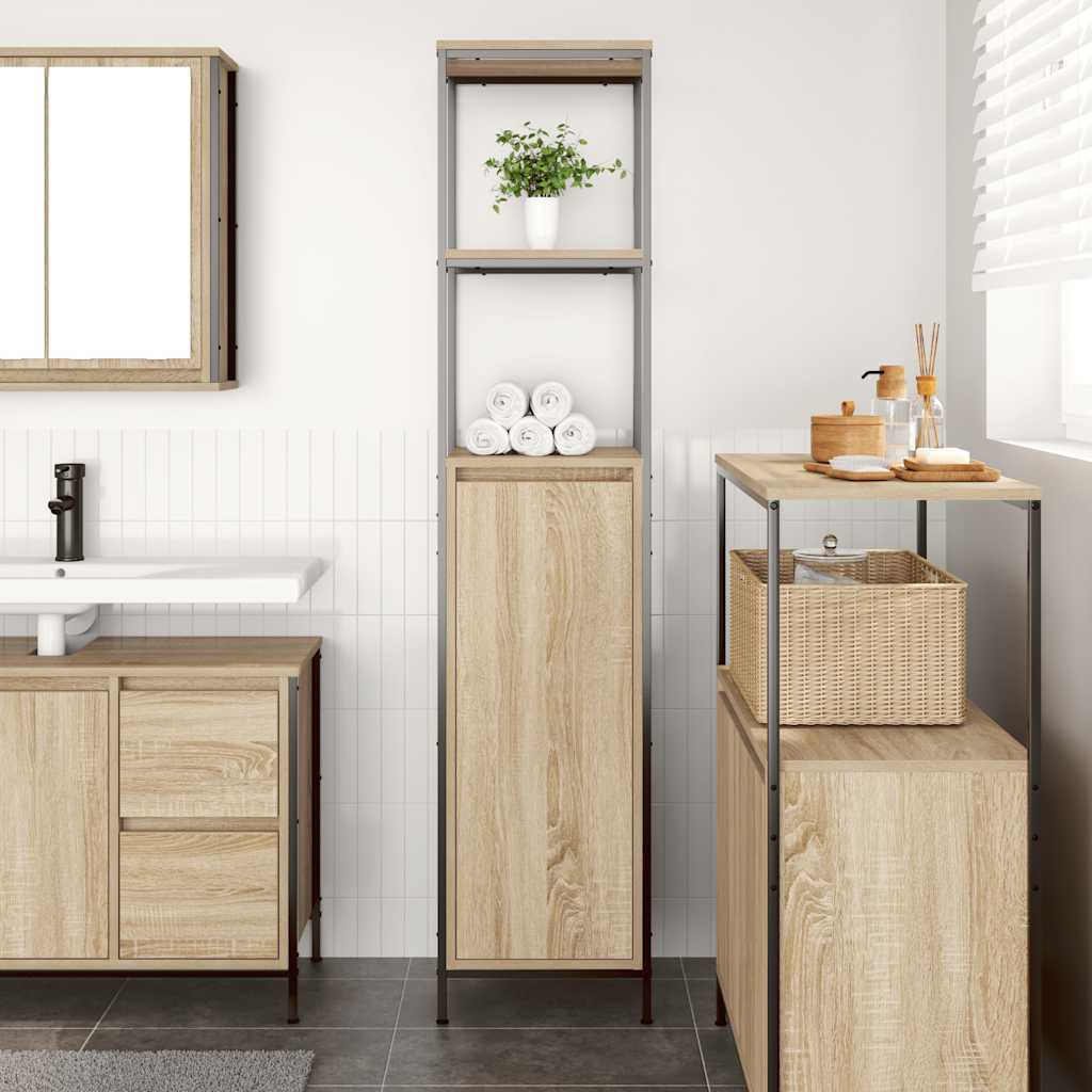 vidaXL Badkamermeubel met planken 36x35x165 cm Sonoma eikenkleurig afbeelding